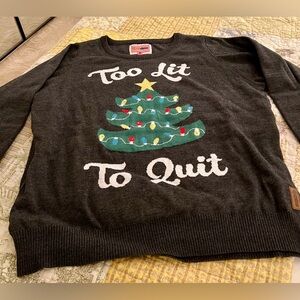 Tipsy Elves Black 'Too Lit To Quit' Christmas Sweater